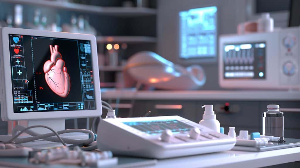 photo of advanced medical imaging of the heart on a desktop monitor