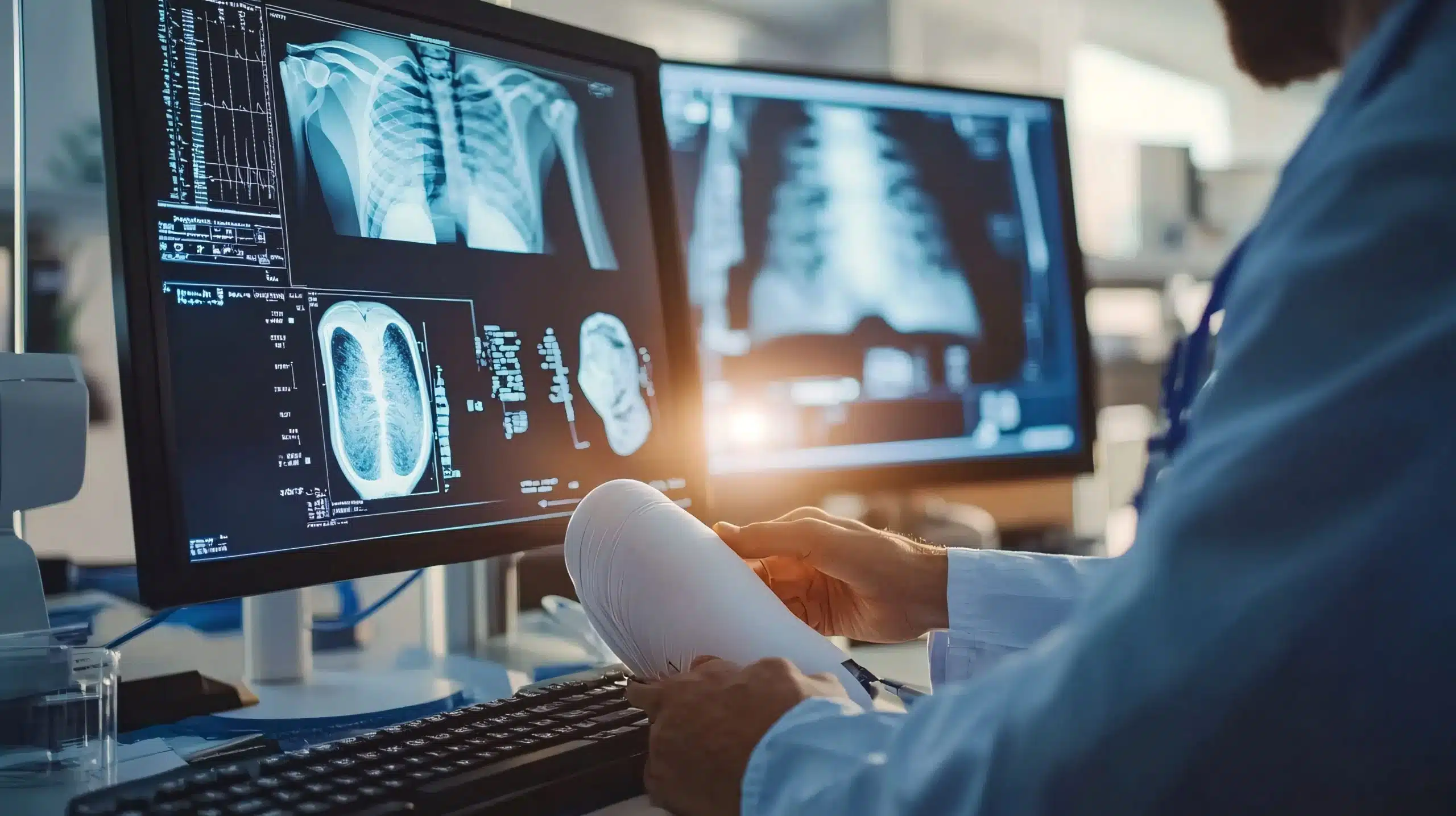 a photo showing multiscreen desktop of high quality medical images